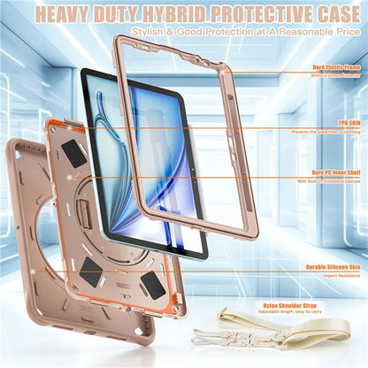 For iPad Air 11 (2024) / Air (2022) / (2020) / iPad Pro 11 (2022) / (2021) / (2020) / (2018) Case Kickstand Cover with Shoulder Strap