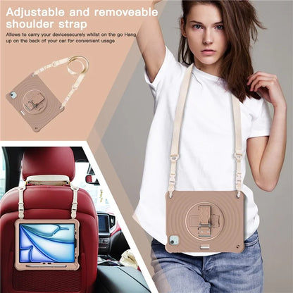 For iPad Air 11 (2024) / Air (2022) / (2020) / iPad Pro 11 (2022) / (2021) / (2020) / (2018) Case Kickstand Cover with Shoulder Strap