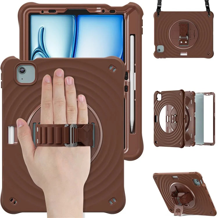 For iPad Air 11 (2024) / Air (2022) / (2020) / iPad Pro 11 (2022) / (2021) / (2020) / (2018) Case Kickstand Cover with Shoulder Strap