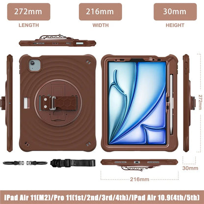 For iPad Air 11 (2024) / Air (2022) / (2020) / iPad Pro 11 (2022) / (2021) / (2020) / (2018) Case Kickstand Cover with Shoulder Strap