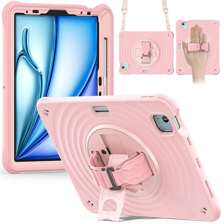 For iPad Air 11 (2024) / Air (2022) / (2020) / iPad Pro 11 (2022) / (2021) / (2020) / (2018) Case Kickstand Cover with Shoulder Strap