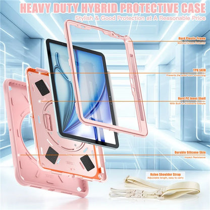 For iPad Air 11 (2024) / Air (2022) / (2020) / iPad Pro 11 (2022) / (2021) / (2020) / (2018) Case Kickstand Cover with Shoulder Strap