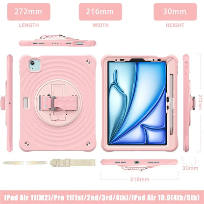 For iPad Air 11 (2024) / Air (2022) / (2020) / iPad Pro 11 (2022) / (2021) / (2020) / (2018) Case Kickstand Cover with Shoulder Strap