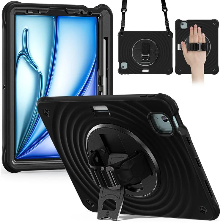 For iPad Air 11 (2024) / Air (2022) / (2020) / iPad Pro 11 (2022) / (2021) / (2020) / (2018) Case Kickstand Cover with Shoulder Strap