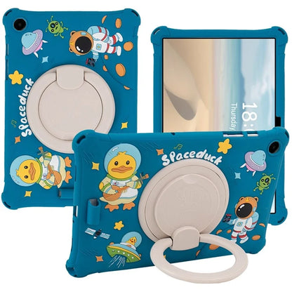 For Samsung Galaxy Tab A9+ X216 Case Cartoon Design Rotatable Kickstand Silicone Tablet Cover