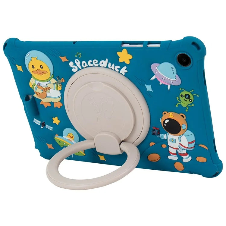 For Samsung Galaxy Tab A9+ X216 Case Cartoon Design Rotatable Kickstand Silicone Tablet Cover