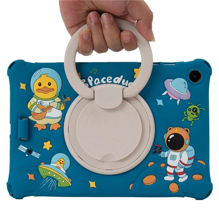 For Samsung Galaxy Tab A9+ X216 Case Cartoon Design Rotatable Kickstand Silicone Tablet Cover