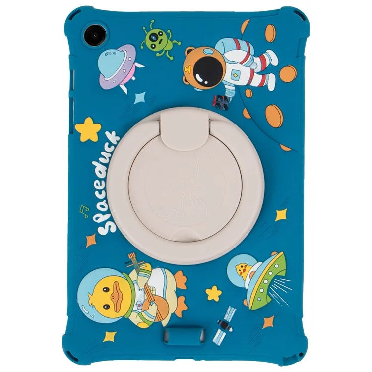 For Samsung Galaxy Tab A9+ X216 Case Cartoon Design Rotatable Kickstand Silicone Tablet Cover