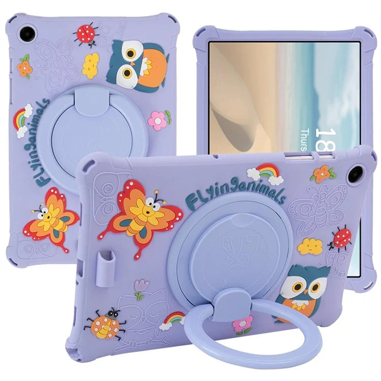For Samsung Galaxy Tab A9+ X216 Case Cartoon Design Rotatable Kickstand Silicone Tablet Cover