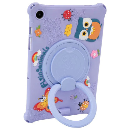 For Samsung Galaxy Tab A9+ X216 Case Cartoon Design Rotatable Kickstand Silicone Tablet Cover