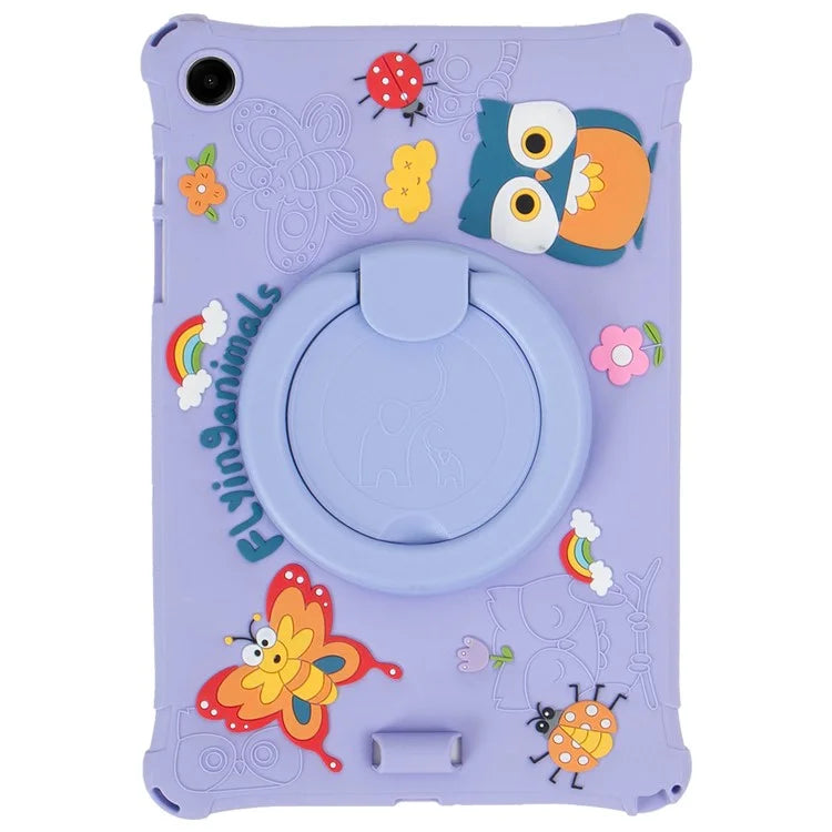 For Samsung Galaxy Tab A9+ X216 Case Cartoon Design Rotatable Kickstand Silicone Tablet Cover