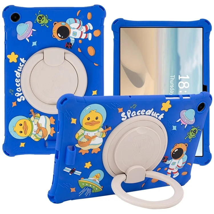 For Samsung Galaxy Tab A9+ X216 Case Cartoon Design Rotatable Kickstand Silicone Tablet Cover