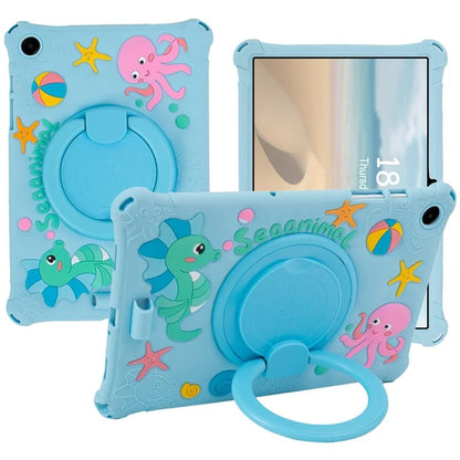 For Samsung Galaxy Tab A9+ X216 Case Cartoon Design Rotatable Kickstand Silicone Tablet Cover