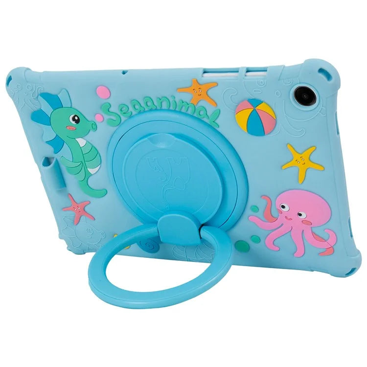 For Samsung Galaxy Tab A9+ X216 Case Cartoon Design Rotatable Kickstand Silicone Tablet Cover