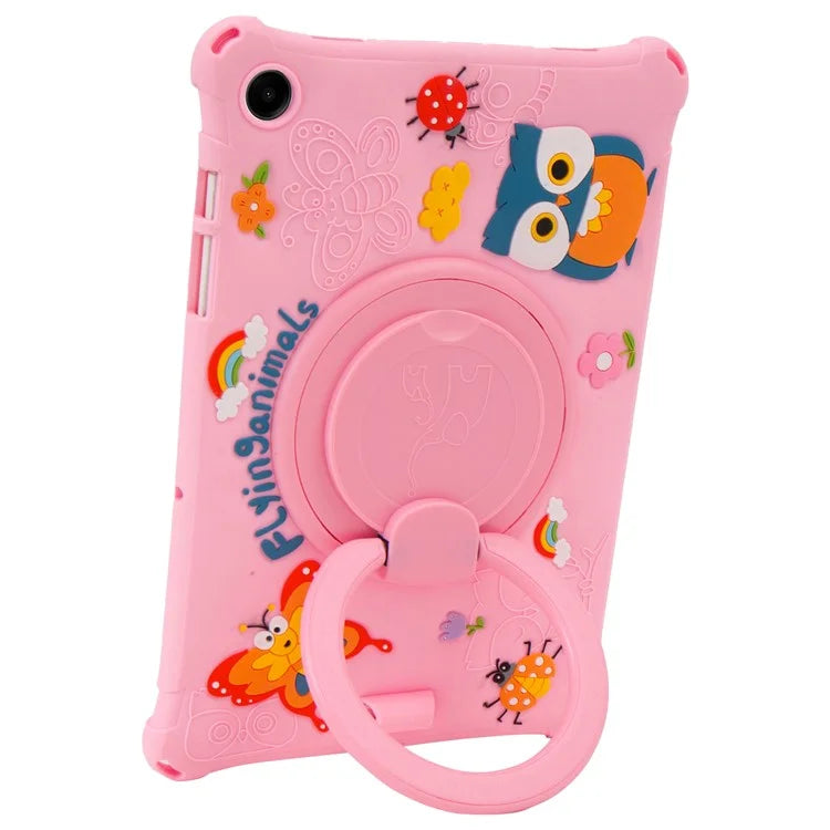 For Samsung Galaxy Tab A9+ X216 Case Cartoon Design Rotatable Kickstand Silicone Tablet Cover