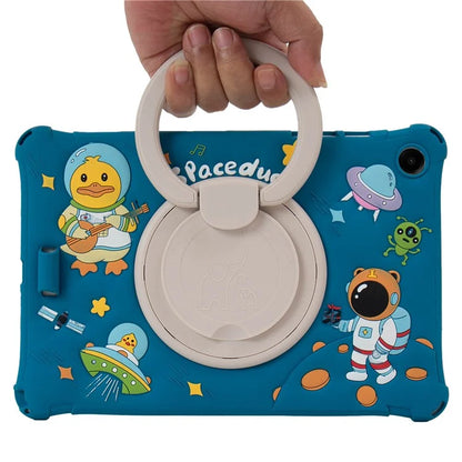 For Samsung Galaxy Tab A9+ X216 Case Rotatable Kickstand Cute Cartoon Silicone Tablet Cover with Lanyard