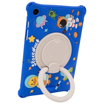 For Samsung Galaxy Tab A9+ X216 Case Rotatable Kickstand Cute Cartoon Silicone Tablet Cover with Lanyard