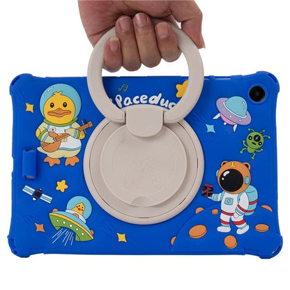 For Samsung Galaxy Tab A9+ X216 Case Rotatable Kickstand Cute Cartoon Silicone Tablet Cover with Lanyard
