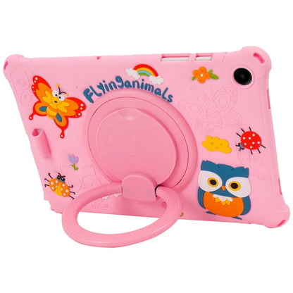 For Samsung Galaxy Tab A9+ X216 Case Rotatable Kickstand Cute Cartoon Silicone Tablet Cover with Lanyard