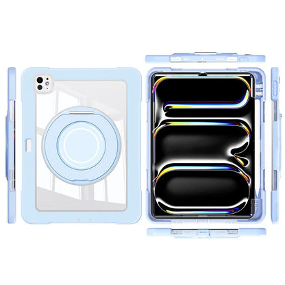 For iPad Pro 11 (2024) Case PC+Silicone Anti-Drop Tablet Cover with Swivel Kickstand