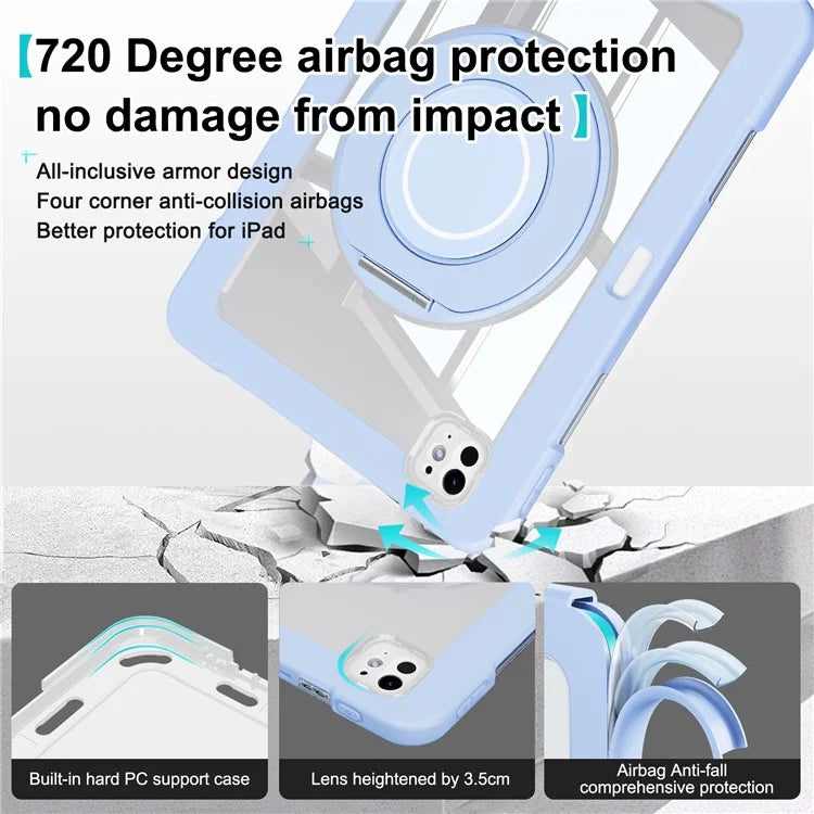 For iPad Pro 11 (2024) Case PC+Silicone Anti-Drop Tablet Cover with Swivel Kickstand