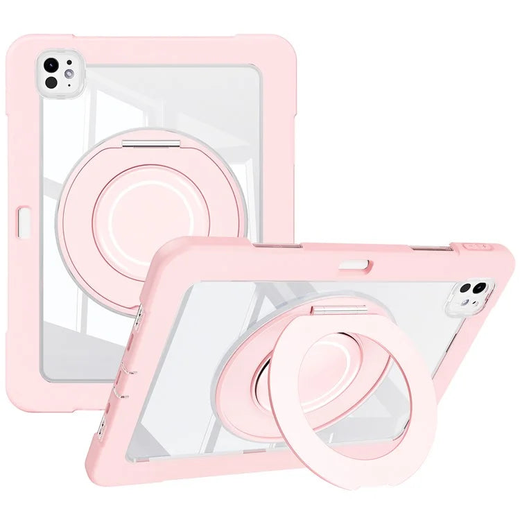 For iPad Pro 11 (2024) Case PC+Silicone Anti-Drop Tablet Cover with Swivel Kickstand