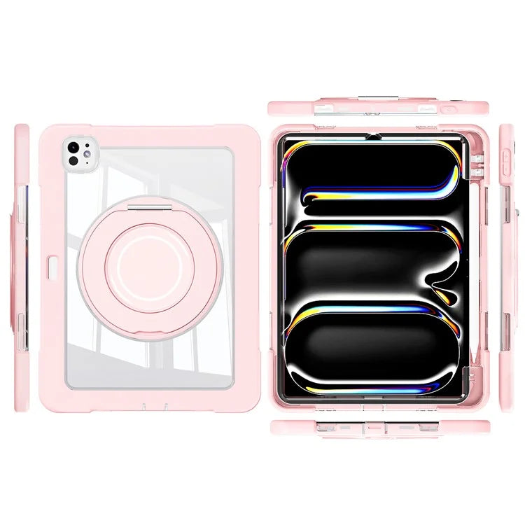 For iPad Pro 11 (2024) Case PC+Silicone Anti-Drop Tablet Cover with Swivel Kickstand