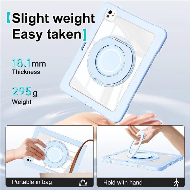 For iPad Pro 11 (2024) Case PC+Silicone Anti-Drop Tablet Cover with Swivel Kickstand