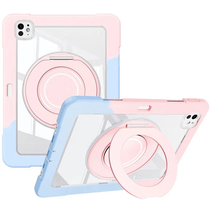 For iPad Pro 11 (2024) Case PC+Silicone Anti-Drop Tablet Cover with Swivel Kickstand