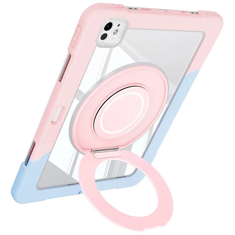 For iPad Pro 11 (2024) Case PC+Silicone Anti-Drop Tablet Cover with Swivel Kickstand