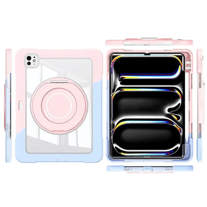 For iPad Pro 11 (2024) Case PC+Silicone Anti-Drop Tablet Cover with Swivel Kickstand