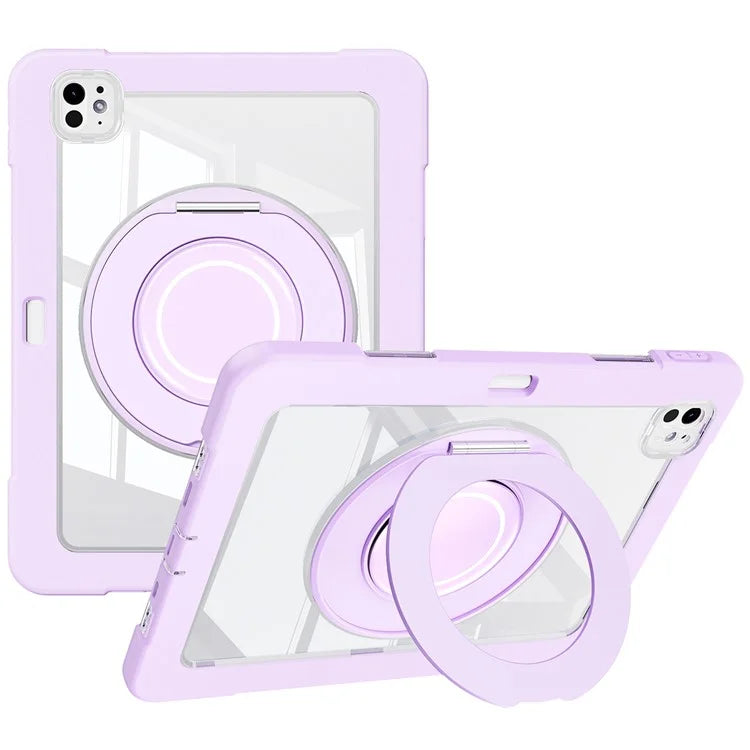 For iPad Pro 11 (2024) Case PC+Silicone Anti-Drop Tablet Cover with Swivel Kickstand
