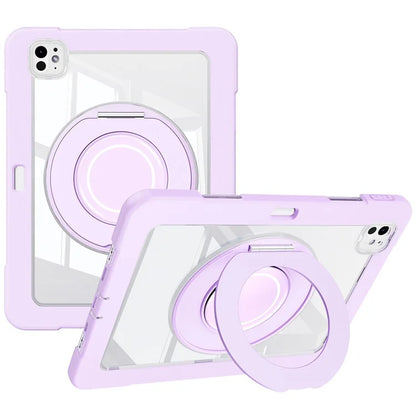 For iPad Pro 11 (2024) Case PC+Silicone Anti-Drop Tablet Cover with Swivel Kickstand