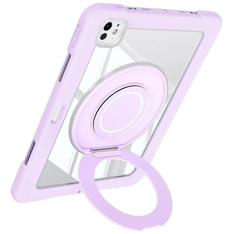 For iPad Pro 11 (2024) Case PC+Silicone Anti-Drop Tablet Cover with Swivel Kickstand