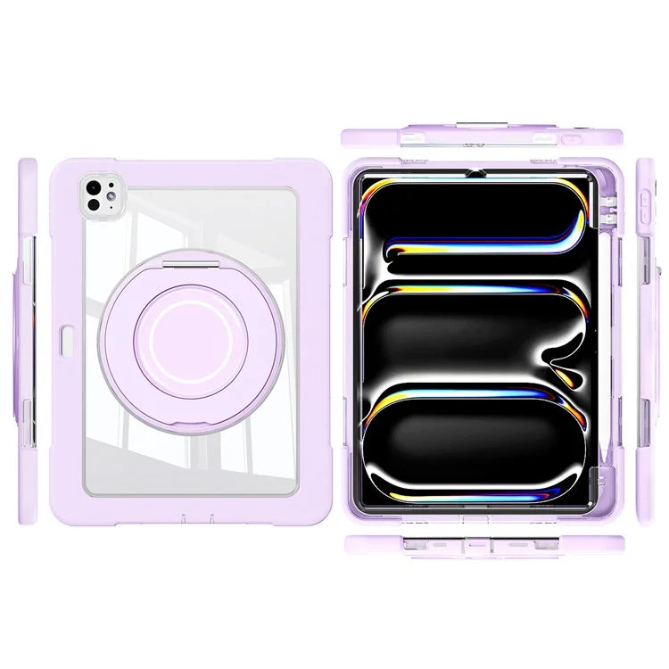 For iPad Pro 11 (2024) Case PC+Silicone Anti-Drop Tablet Cover with Swivel Kickstand
