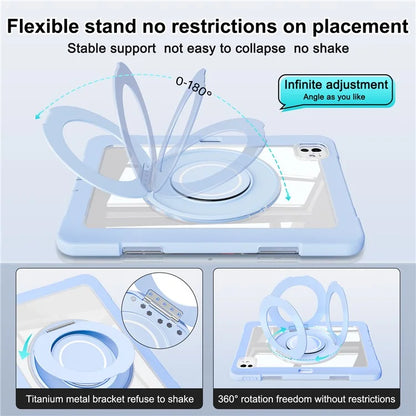 For iPad Pro 11 (2024) Case PC+Silicone Anti-Drop Tablet Cover with Swivel Kickstand