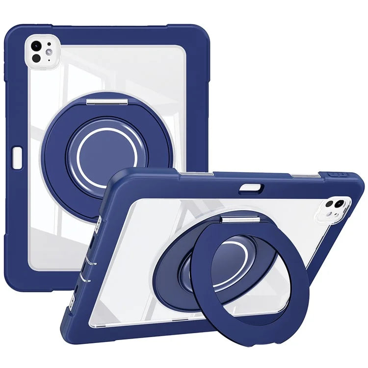 For iPad Pro 11 (2024) Case PC+Silicone Anti-Drop Tablet Cover with Swivel Kickstand