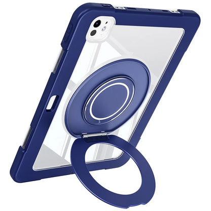 For iPad Pro 11 (2024) Case PC+Silicone Anti-Drop Tablet Cover with Swivel Kickstand