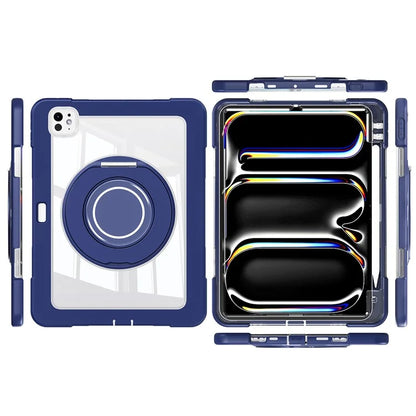 For iPad Pro 11 (2024) Case PC+Silicone Anti-Drop Tablet Cover with Swivel Kickstand
