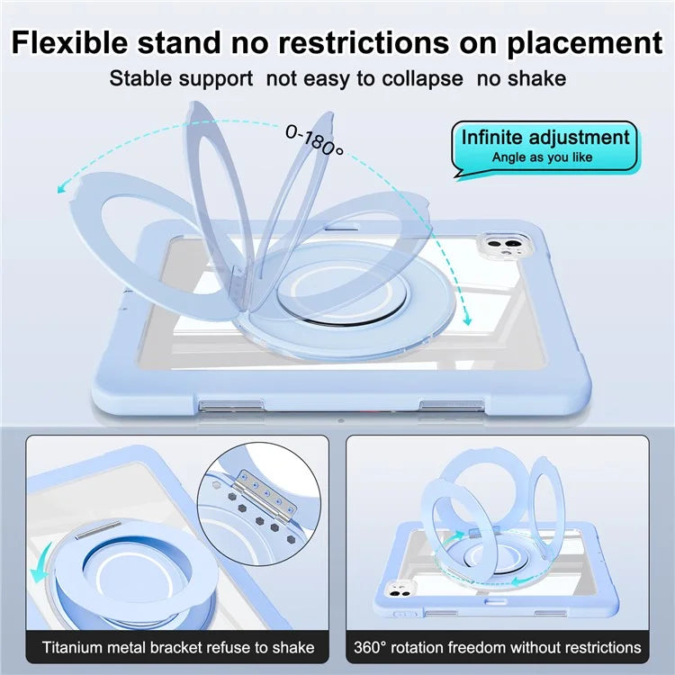 For iPad Pro 11 (2024) Case PC+Silicone Anti-Drop Tablet Cover with Swivel Kickstand