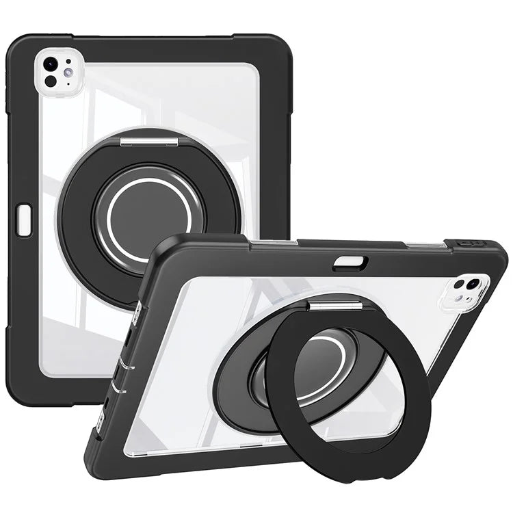 For iPad Pro 11 (2024) Case PC+Silicone Anti-Drop Tablet Cover with Swivel Kickstand