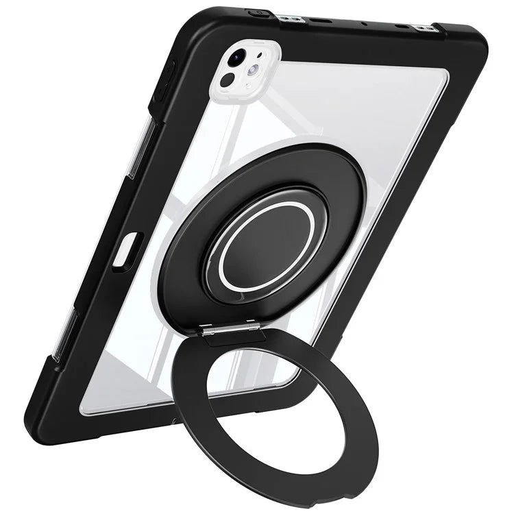 For iPad Pro 11 (2024) Case PC+Silicone Anti-Drop Tablet Cover with Swivel Kickstand