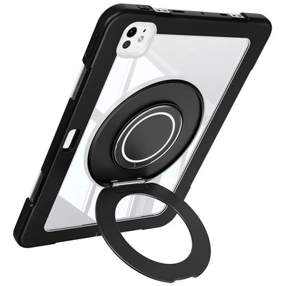 For iPad Pro 11 (2024) Case PC+Silicone Anti-Drop Tablet Cover with Swivel Kickstand