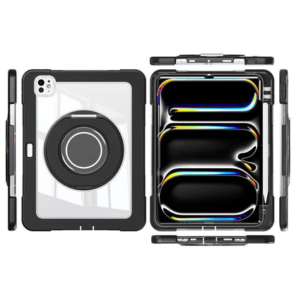 For iPad Pro 11 (2024) Case PC+Silicone Anti-Drop Tablet Cover with Swivel Kickstand