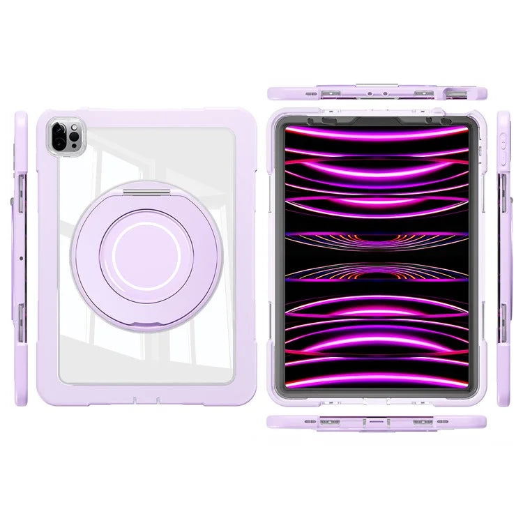 For iPad Pro 11 (2022) / (2021) / (2020) / Air (2022) / (2020) Case Swivel Kickstand PC+Silicone Anti-Drop Tablet Cover