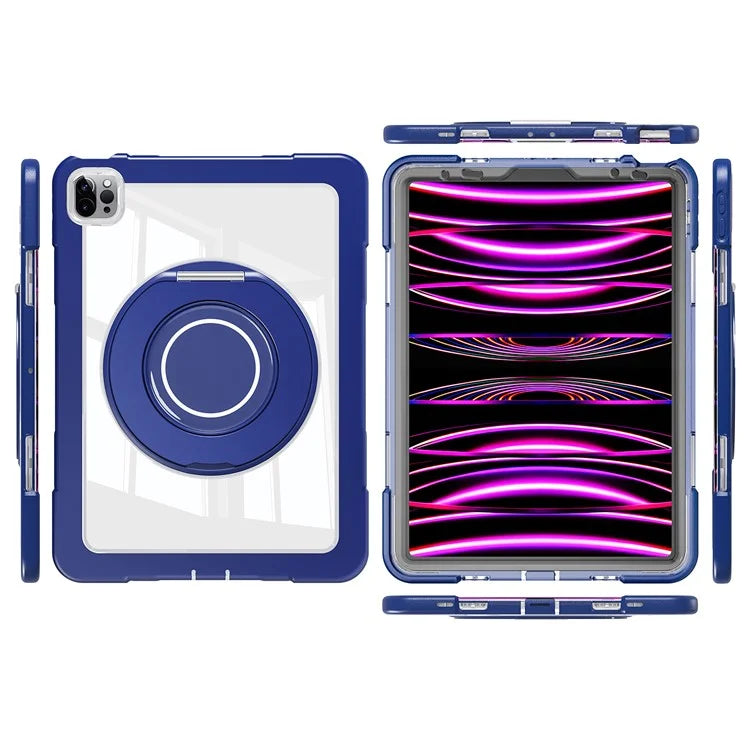 For iPad Pro 11 (2022) / (2021) / (2020) / Air (2022) / (2020) Case Swivel Kickstand PC+Silicone Anti-Drop Tablet Cover