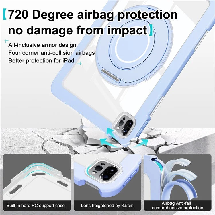 For iPad Pro 11 (2022) / (2021) / (2020) / Air (2022) / (2020) Case Swivel Kickstand PC+Silicone Anti-Drop Tablet Cover