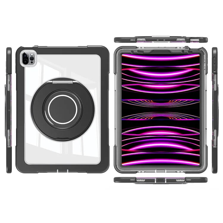 For iPad Pro 11 (2022) / (2021) / (2020) / Air (2022) / (2020) Case Swivel Kickstand PC+Silicone Anti-Drop Tablet Cover