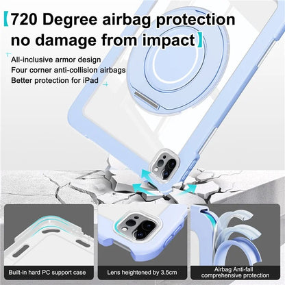 For iPad Pro 11 (2022) / (2021) / (2020) / Air (2022) / (2020) Case Swivel Kickstand PC+Silicone Anti-Drop Tablet Cover