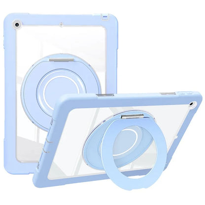 For iPad 10.2 (2021) / (2020) / (2019) Case Rotatable Ring Kickstand PC+Silicone Tablet Cover